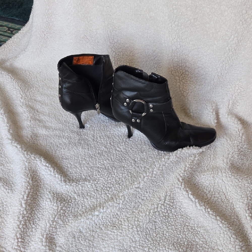 Harley Davidson Womens Ankle Dress Boots Black Leather Size 7.5